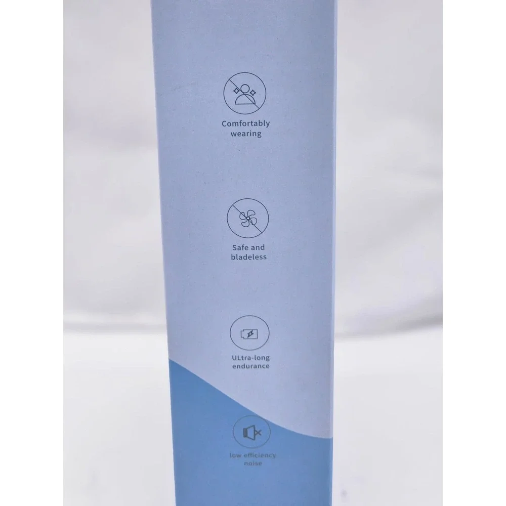 NEW Bladeless Neck Cooler Fan Outdoor Camping Walking USB Charge -Blue